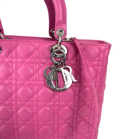 Christian Dior Lady Dior Hot Pink Lambskin Cannage Large 21