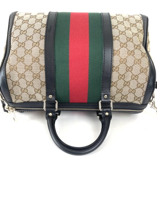 Gucci GG Web Boston Bag with Red and Green Stripe 16