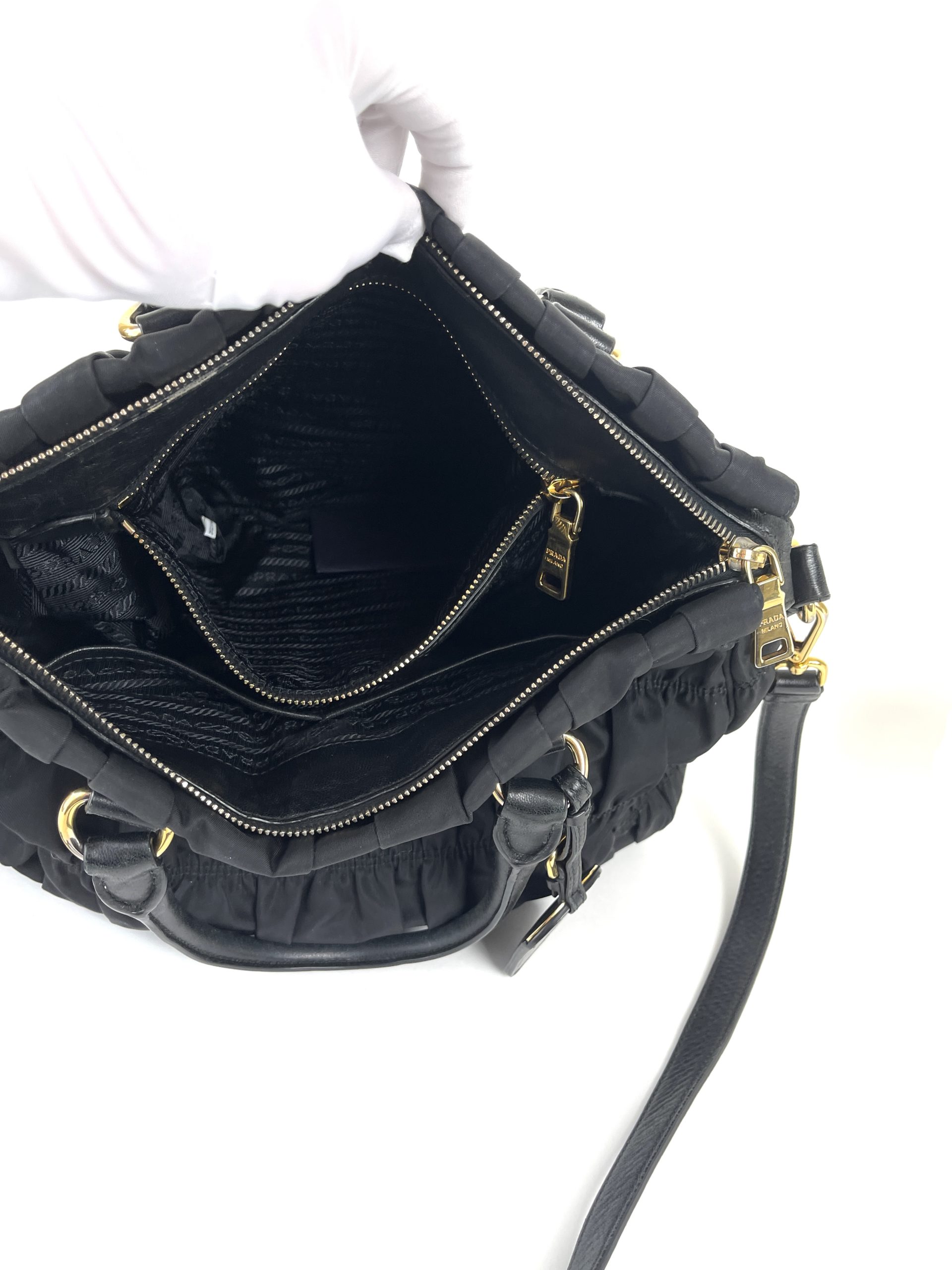 Prada Hobo Mini Quilted Black Nylon Shoulder Bag