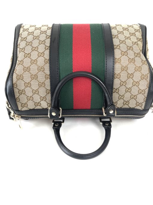 Gucci GG Web Boston Bag with Red and Green Stripe 17