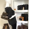 Fendi Borsa Stripe Print Pony Hair Black Patent Leather Shoulder Bag 2