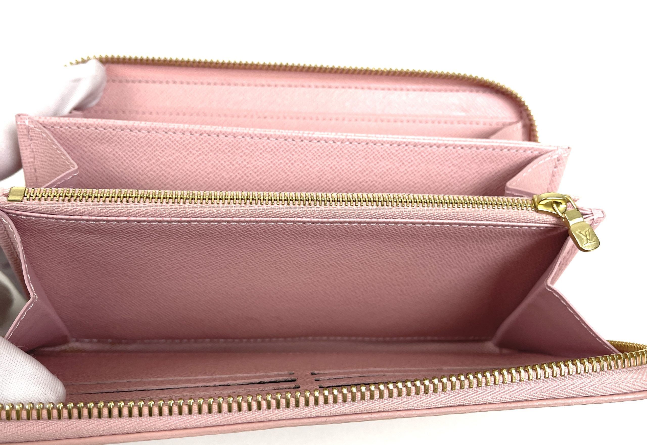 Authenticated Used Louis Vuitton Damier Azur Zippy Wallet N63503 Rose  Ballerine Round Zipper Long Women's 
