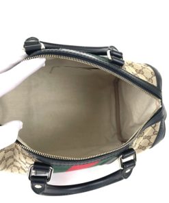 Gucci GG Web Boston Bag with Red and Green Stripe
