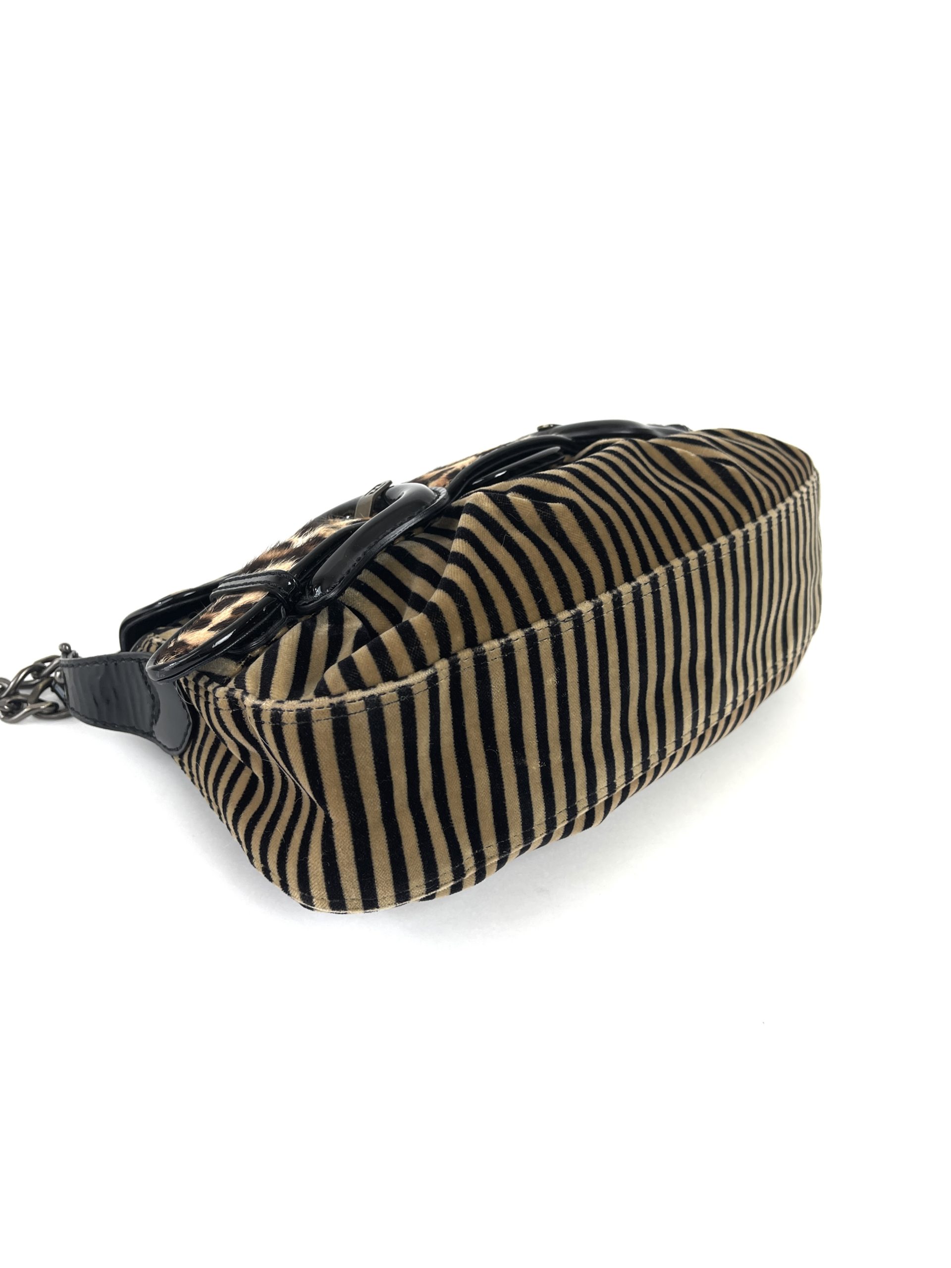 Fendi Borsa Stripe Print Pony Hair Black Patent Leather Shoulder Bag - A  World Of Goods For You, LLC