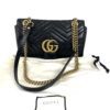 Gucci Calfskin Matelasse Small GG Marmont Shoulder Bag Black 14