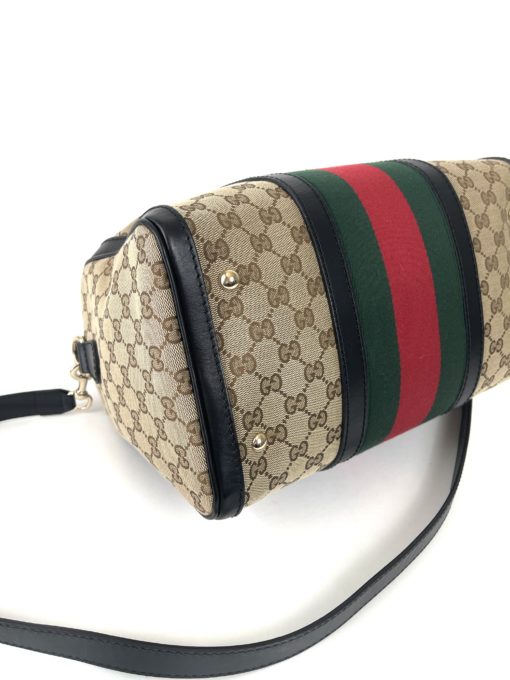 Gucci GG Web Boston Bag with Red and Green Stripe 23