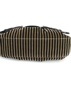 Fendi Borsa Stripe Print Pony Hair Black Patent Leather Shoulder Bag bottom