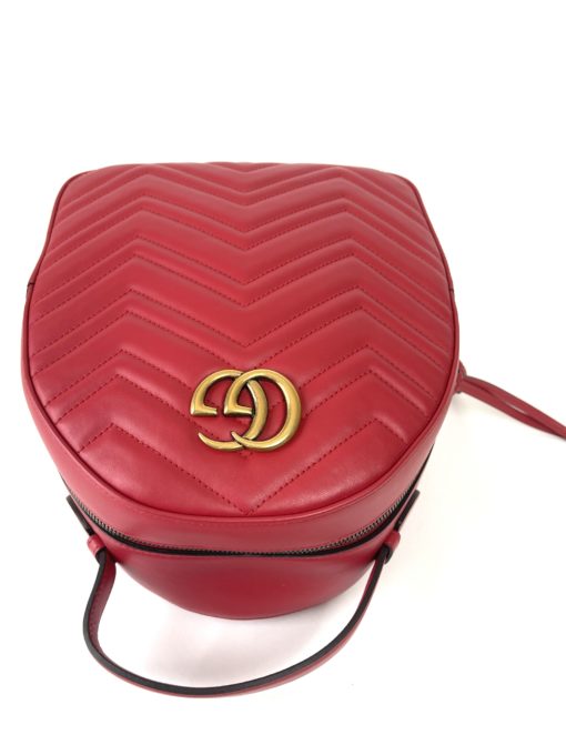 Gucci GG Marmont Quilted Red Matelassé Leather Backpack 17