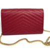 YSL Monogram Wallet on Chain Grain De Poudre Envelope Red Leather Shoulder Bag 5