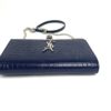 YSL Kate Navy Blue Croc Embossed Leather WOC Chain Bag with Tassel and Silver Hardware 10