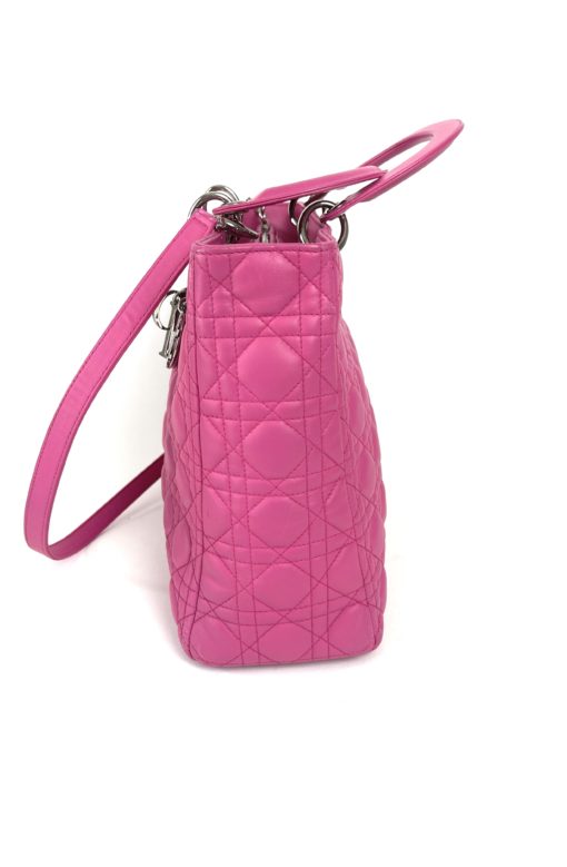 Christian Dior Lady Dior Hot Pink Lambskin Cannage Large 24