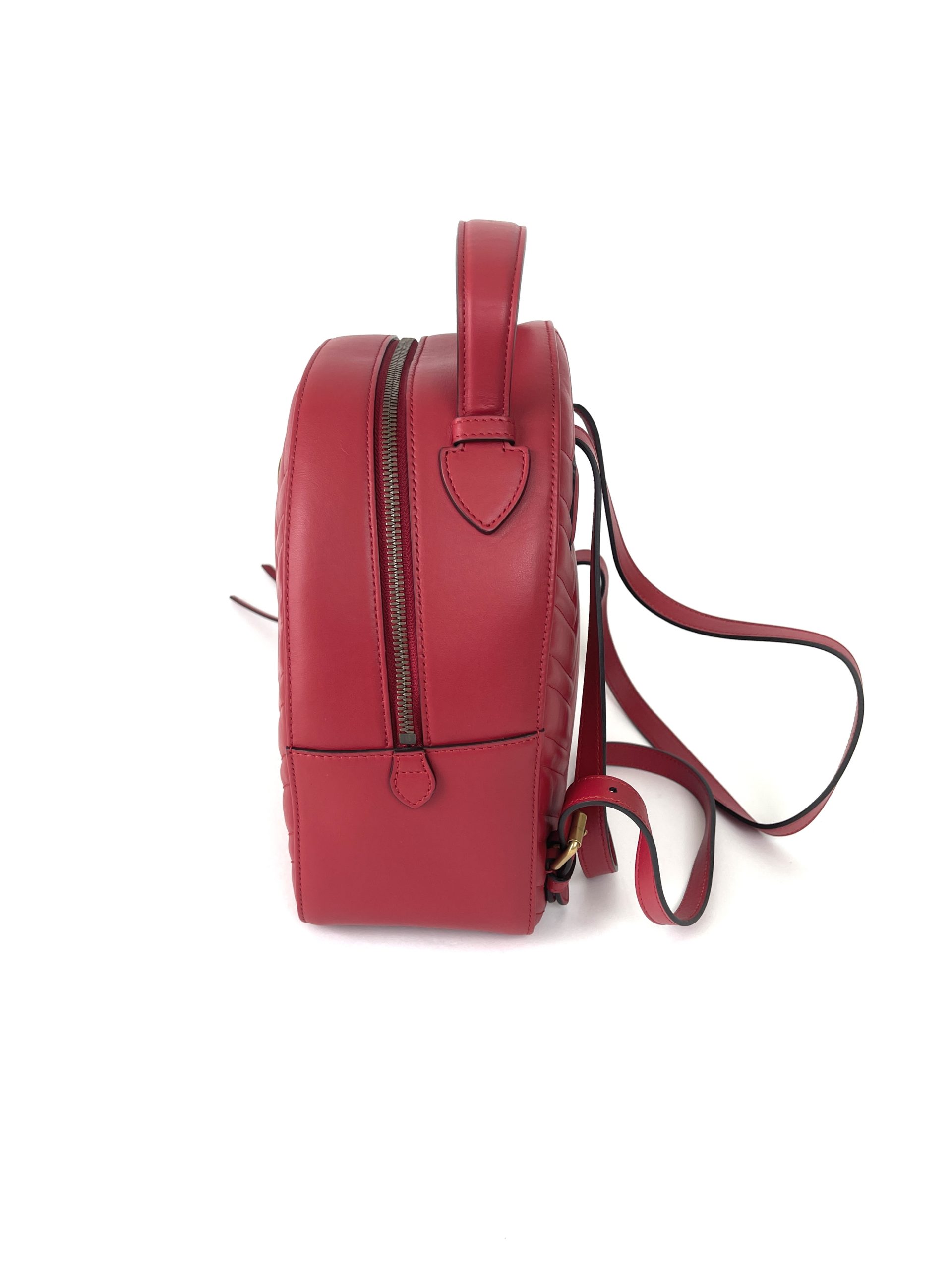 Gucci Red Matelassé Leather GG Marmont Backpack Gucci