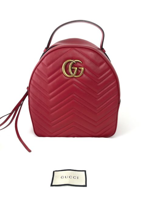 Gucci GG Marmont Quilted Red Matelassé Leather Backpack 4