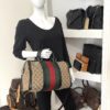 Gucci GG Web Boston Bag with Red and Green Stripe 4
