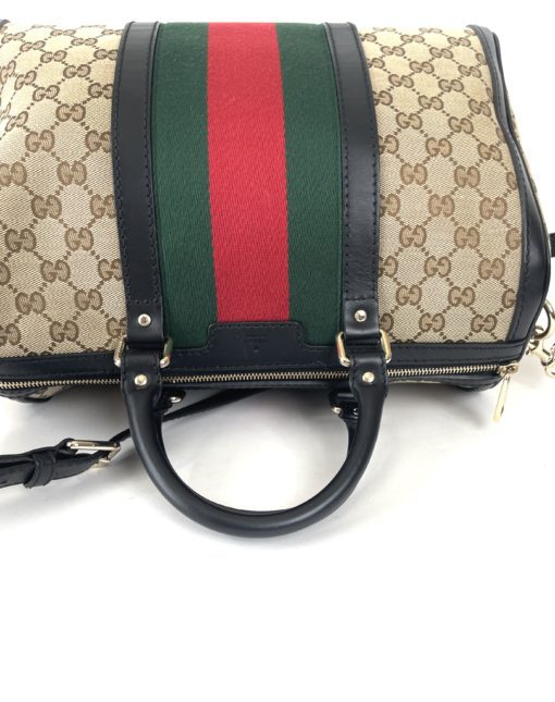 Gucci GG Web Boston Bag with Red and Green Stripe 19