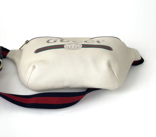 Gucci Grained Calfskin Large Logo Belt Bag Off White 14
