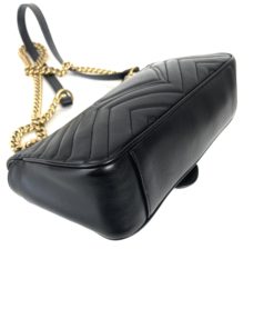Gucci Calfskin Matelasse Small GG Marmont Shoulder Bag Black