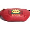 GUCCI Grained Calfskin Small Logo Belt Bum Bag Hibiscus Red 10