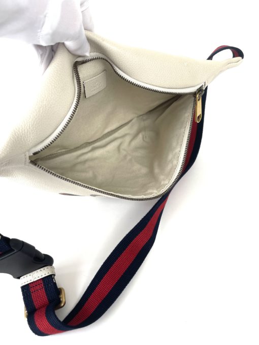 Gucci Grained Calfskin Large Logo Belt Bag Off White 13