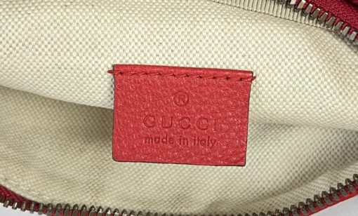 GUCCI Grained Calfskin Small Logo Belt Bag Hibiscus Red 6