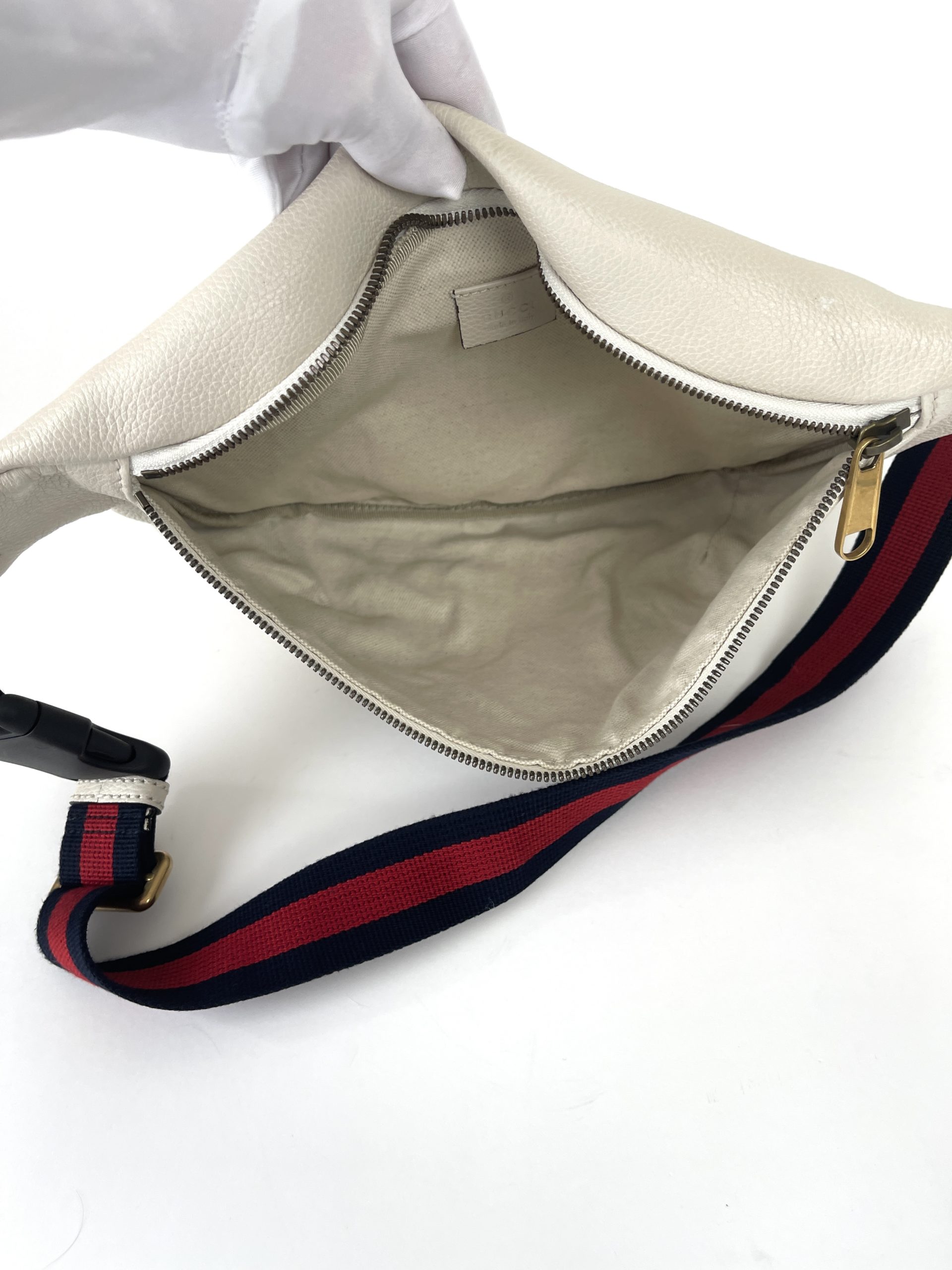Gucci Grained Calfskin Large Logo Belt Bag Off White - A World Of