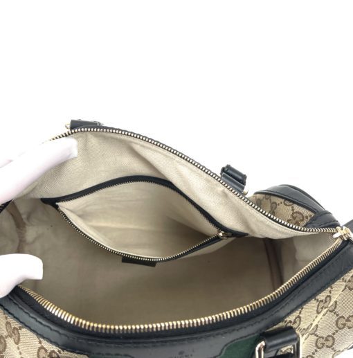 Gucci GG Web Boston Bag with Red and Green Stripe 15