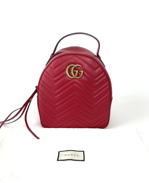 Gucci GG Marmont Quilted Red Matelassé Leather Backpack 11