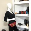 GUCCI Grained Calfskin Small Logo Belt Bum Bag Hibiscus Red 12