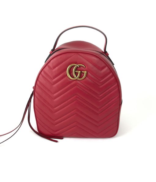 Gucci GG Marmont Quilted Red Matelassé Leather Backpack 5