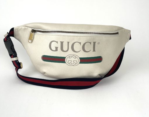 Gucci Grained Calfskin Large Logo Belt Bag Off White 10