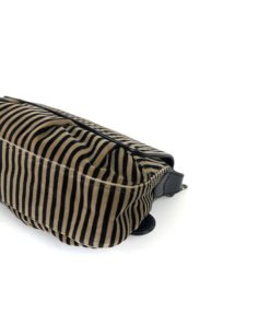 Fendi Borsa Stripe Print Pony Hair Black Patent Leather Shoulder Bag