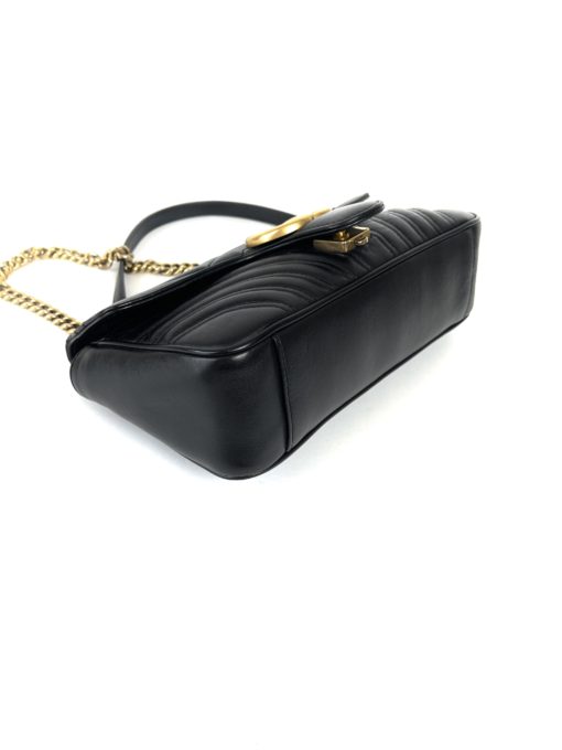 Gucci Calfskin Matelasse Small GG Marmont Shoulder Bag Black corner