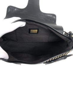 Fendi Borsa Stripe Print Pony Hair Black Patent Leather Shoulder Bag inside