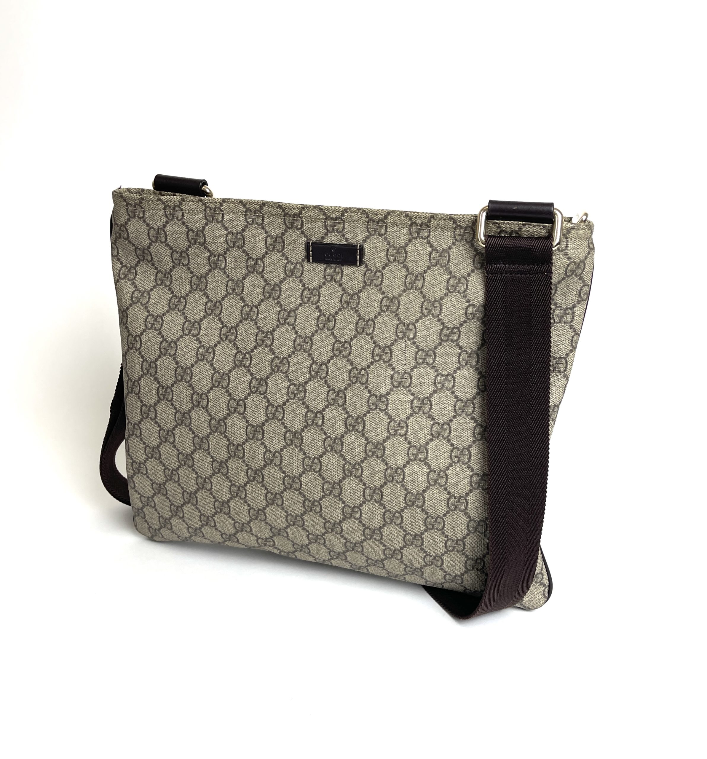 Gucci Flap Messenger Bag GG Coated Canvas with Leather Medium