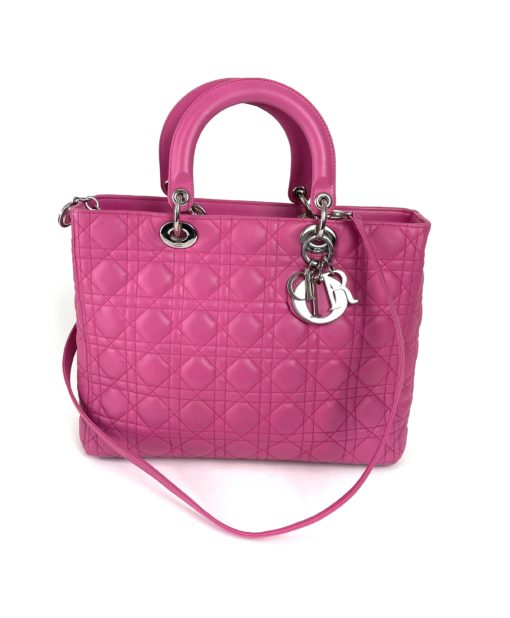 Christian Dior Lady Dior Hot Pink Lambskin Cannage Large 6