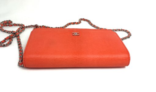Chanel Lizard Embossed Coral Leather WOC with Silver Hardware top