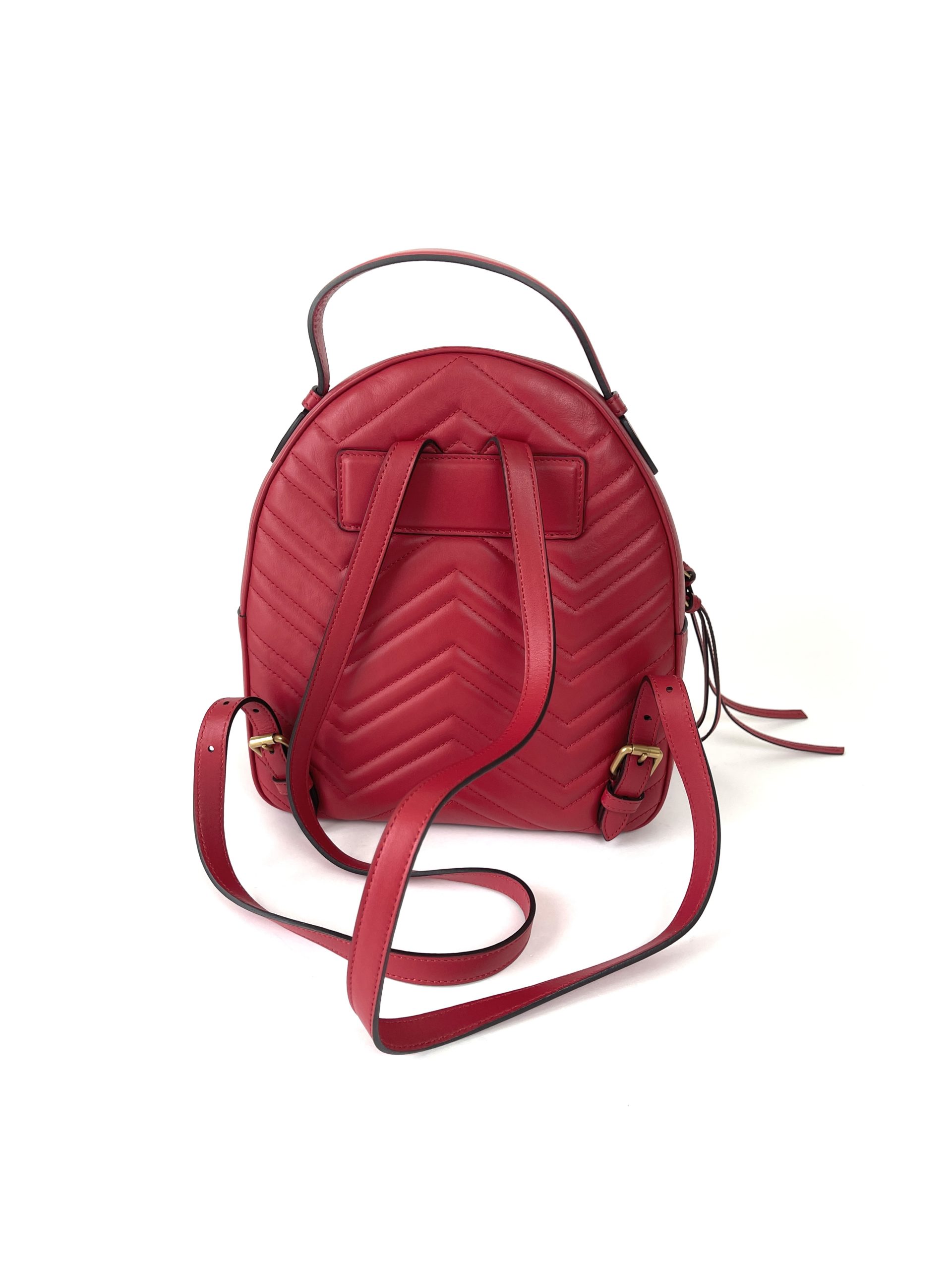 Gucci - Marmont Backpack - Red Calfskin Matelassé Leather - AGHW