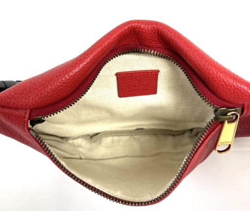 GUCCI Grained Calfskin Small Logo Belt Bag Hibiscus Red 4