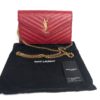 YSL Monogram Wallet on Chain Grain De Poudre Envelope Red Leather Shoulder Bag 2