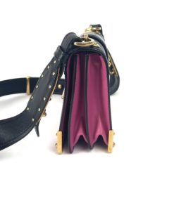 Prada City Calf Saffiano Cahier Bag Geranio Black Shoulder Bag