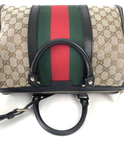 Gucci GG Web Boston Bag with Red and Green Stripe 20