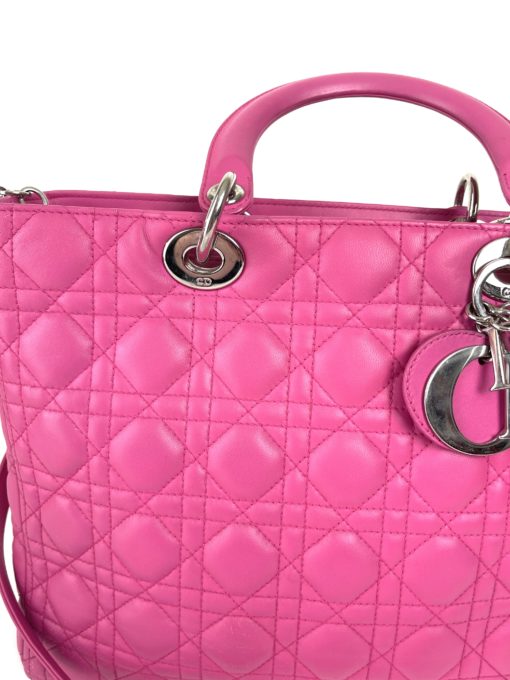 Christian Dior Lady Dior Hot Pink Lambskin Cannage Large