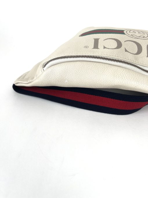 Gucci Grained Calfskin Large Logo Belt Bag Off White 21