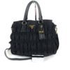 Prada Tessuto Nylon Nappa Gaufre Shopping Satchel Black 15