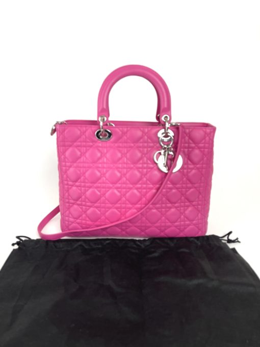 Christian Dior Lady Dior Hot Pink Lambskin Cannage Large 32