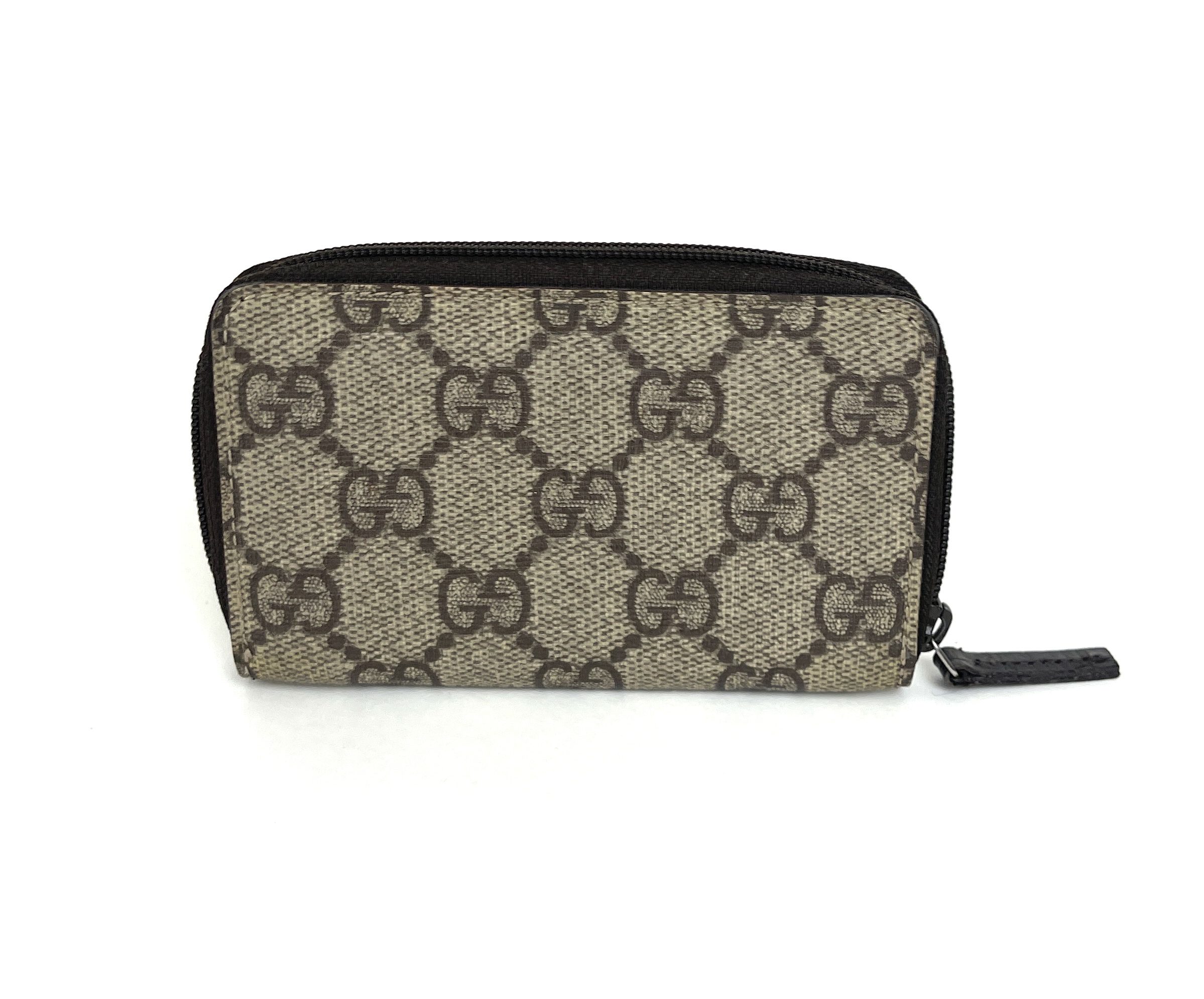 Gucci Microguccissima Small Zip Wallet with Key Ring in Black