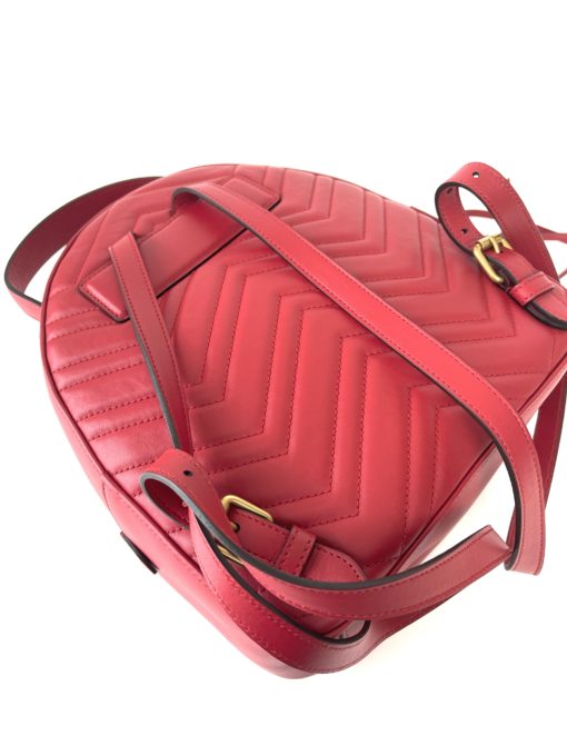 Gucci GG Marmont Quilted Red Matelassé Leather Backpack 23
