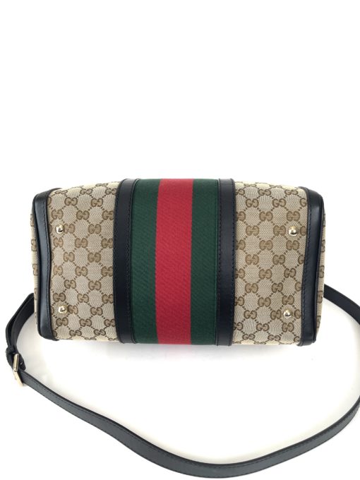 Gucci GG Web Boston Bag with Red and Green Stripe