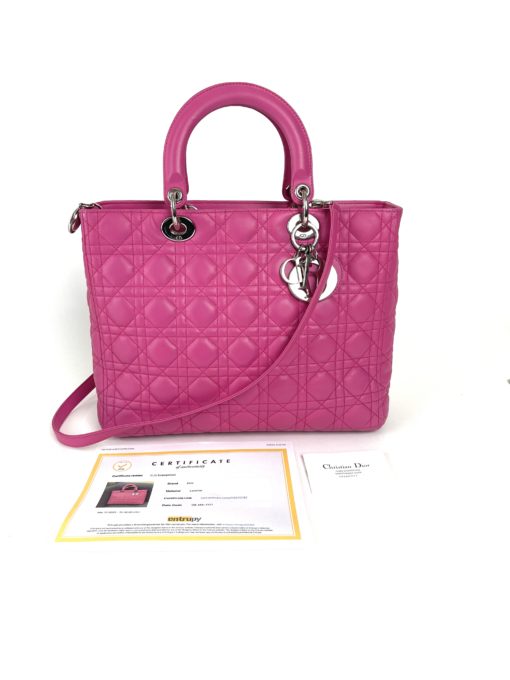 Christian Dior Lady Dior Hot Pink Lambskin Cannage Large 2