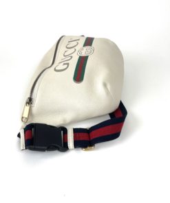 Gucci Grained Calfskin Large Logo Belt Bag Off White
